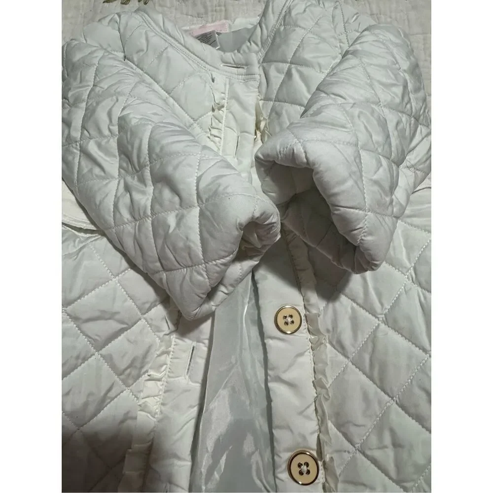 Janie and Jack white button front puffer jacket 12-24 M